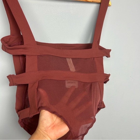 Free people intimately mesh strappy bodysuit size M in brown NWT - Picture 6 of 11